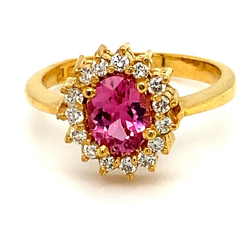 Certified Pink Spinel 1.01ct Diamonds 22K Ring